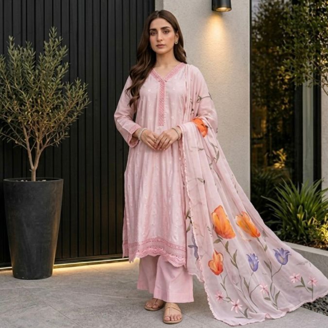 Pink Petal Cotton Net 3-Piece