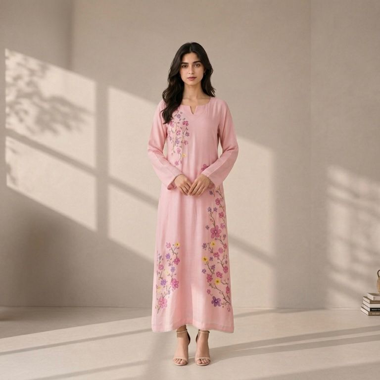 Petal Muse Hand-Painted Kaftan
