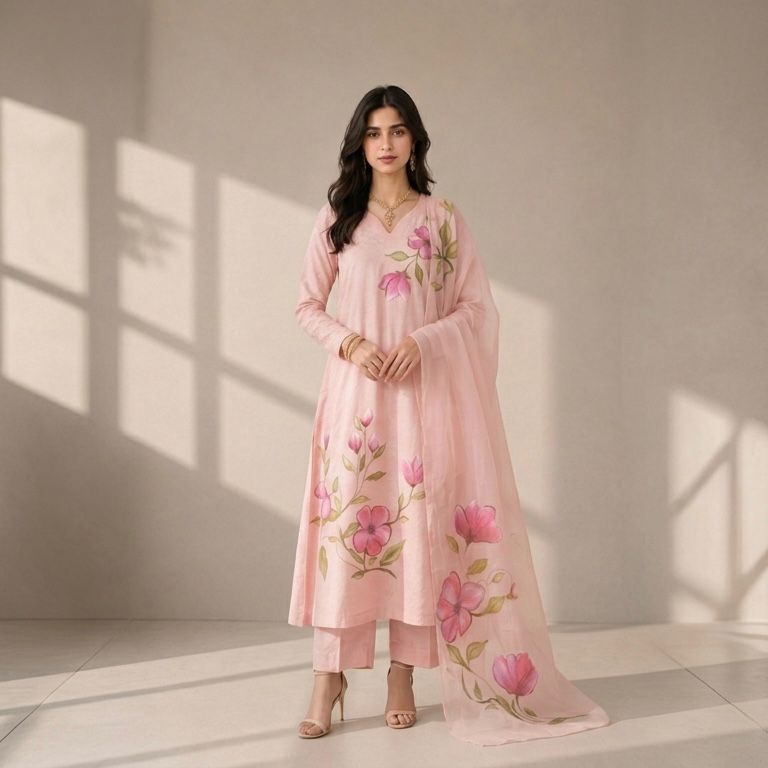 Tea Rose Elegance Hand-Painted Ensemble