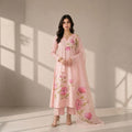 Tea Rose Elegance Hand-Painted Ensemble