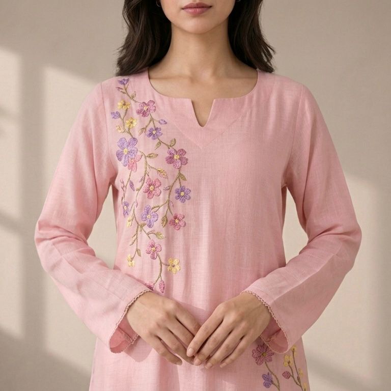 Petal Muse Hand-Painted Kaftan