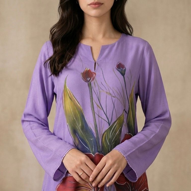 Plum Bloom Hand-Painted Kaftan